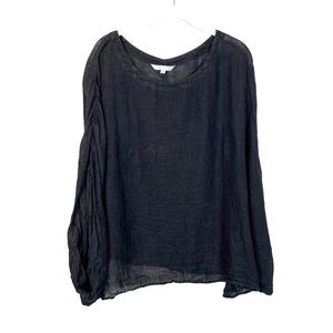 Kleen brand Linen Gauze Black Lagenlook Top Poncho Women's 2X 3X Plus Oversized